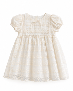 Elegant Eco-Friendly Breathable Embroidered Mesh Baby Girl Knee-Length Dress with Lace Trim for Vintage Style - Product Image 2