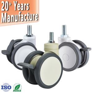 Rueda Doble Médica de 2.5, <span class=keywords><strong>3</strong></span>, 4 y 5 Pulgadas con Neumáticos de TPR, Silenciosa, Giratoria y con Freno para Camillas de Hospital e Instrumentos - Product Image 1