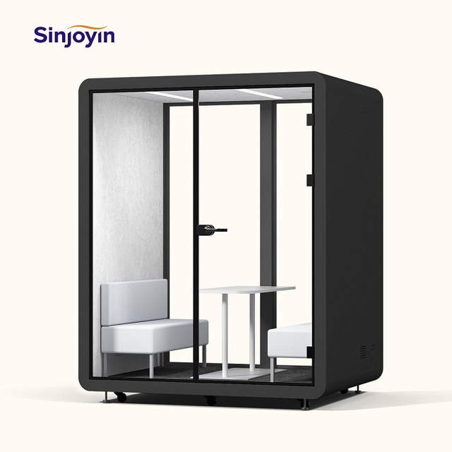 2-4 Person Movable Steel Sound Box Modern Office Meeting Work Sound Proof Booth Noise Reduction Pod for Living Room & Hotel Use
