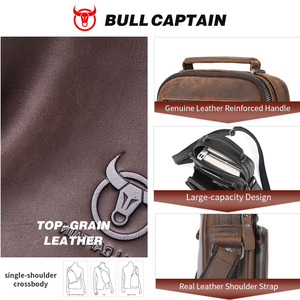 Bolso Bandolera de Cuero para Hombre BULLCAPTAIN, Bolsos Cruzados de Negocios para el Trabajo, Bolso de Mano de Viaje de Cuero Vacuno de Alta Calidad para Hombre - Product Image 2