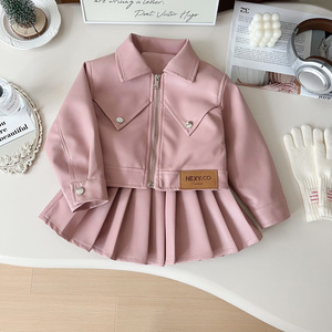Ensembles de Tenues 2025 : Veste en Cuir à Manches Longues et <span class=keywords><strong>Jupe</strong></span> Courte pour Filles de 6 à 14 <span class=keywords><strong>Ans</strong></span>, Ensemble de 2 Pièces - Product Image 6