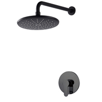 Mitigeur de douche encastré mural noir mat en laiton avec poignée unique, ensemble de douche pluie en acier inoxydable 304, céramique, pour appartement