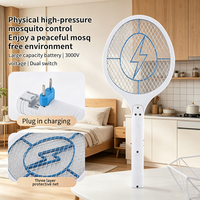 Raquette anti-moustiques électrique à trois couches de protection, tapette à moustiques rechargeable haute tension, éliminateur d'insectes écologique pour la maison
