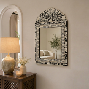 Floral Bone Inlay Mirror Frame Handmade Decorative Mirror Frame Home Living Room Decoration - Product Image 1