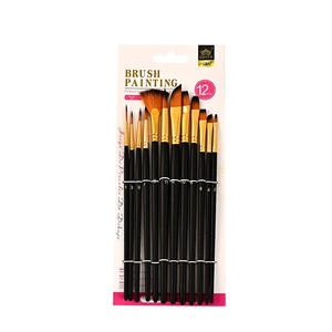 Ensemble de 12 pinceaux professionnels pour artistes, poils en nylon haute élasticité, manche ergonomique antidérapant, lavables, sans perte de poils, pour la <span class=keywords><strong>peinture</strong></span> - Product Image 5