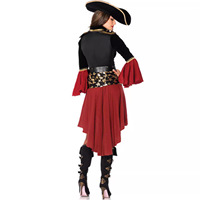 Costume de Capitaine Pirate Rouge Jack Sparrow pour Femme Adulte – Fêtes d'Halloween et Noël avec Robes, Cape et Pirates des Caraïbes