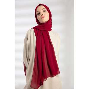 Chiffon <b>Shawl</b> Cherry Red <b>Women</b> Middle East Ethnic Scarf Lightweight Flowy Fashion Accessory - Product Image 2