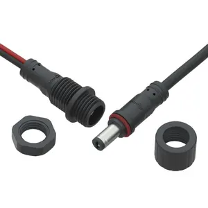 Conector DC Jack para montagem em painel à prova d'água macho fêmea 12V 24V 5A cabo de extensão 2.1 2.5 5.5