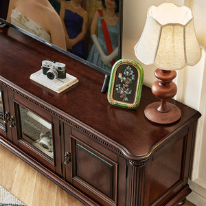 Mueble de TV de Madera Maciza Estilo Americano con Mesa de Centro y Combinación de Mueble Bajo, en Madera de Seda Dorada, Hecho en Shanghái, Marca Ameri - Product Image 2