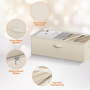 Conteneurs de rangement pliables robustes de 80 L pour sous le lit, sacs de rangement sous le lit pour vêtements, couvertures, pulls, chaussures, placard - Product Image 4