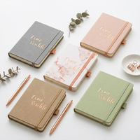 Carnet A5 en cuir PU marbré, couverture rigide, cadeau d'entreprise, agenda familial avec bande élastique