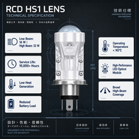 Qualité d'exportation mondiale Plug & Play H4 6000K Blanc Glacé Mini Lentille LED Bi-feux avant de 1,5 pouce pour la sécurité de conduite nocturne RUICHIDA CSWH0121R