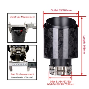 Silenciador de escape de fibra de carbono forjado, tubo de escape de corte recto <span class=keywords><strong>CARMON</strong></span> para BMW BENZ AUDI, con tubo interior negro - Product Image 5