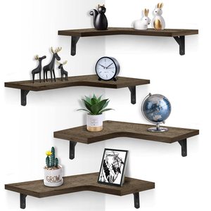Wooden Floating Wall <b>Shelves</b> Solid Wood Rectangle Multifunctional Storage <b>Rack</b> For Bathroom Kitchen Durable Wall Mounted Type - Product Image 1