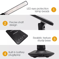 Lampe de bureau LED avec chargeur sans fil, alarme, date, température, horloge LCD pliable, lampe de lecture de table