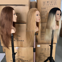 Tête de Mannequin Cheveux Humains Longs avec Épaules pour Coiffure et Entraînement