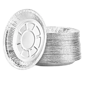 Borden Wegwerp Voerbak Aluminium Uithaal Containers Verpakking Ronde Aluminiumfolie Plaat 7/8/9 Inch Oem Ondersteuning Pet Accepteren