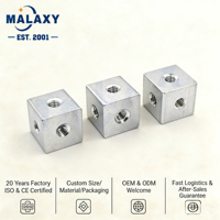 MALAXY Écrou en aluminium Connecteur d'angle carré à 3 voies Cube de support d'angle pour profilé extrudé en aluminium à fente