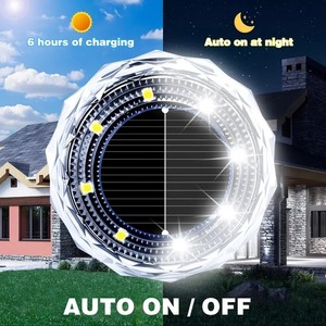 Lampe solaire Huichu Diamond à encastrer dans le sol, 8 LED, éclairage extérieur pour jardin, allée, étanche, lumière nocturne automatique - Product Image 3