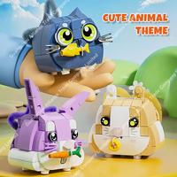 Grosir blok bangunan plastik Mini Model hewan peliharaan kucing lucu mainan rakitan DIY saku kreatif mainan bata hewan untuk anak-anak