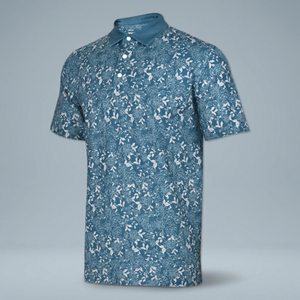 เสื้อเชิ้ตผู้ชายทรงเข้ารูป แห้งเร็ว พิมพ์ลายต้นปาล์มเขตร้อน สไตล์สปอร์ต ผ้าถักผสมสแปนเด็กซ์/โพลีเอสเตอร์ ระบายอากาศได้ดี น้ำหนัก 400 กรัม รับสกรีนโลโก้ - Product Image 2
