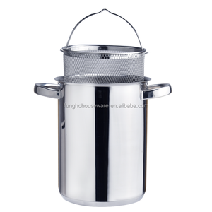 Marmite Profonde en Acier Inoxydable 304 avec Grille Filtrante, Passoire pour Asperges et Pâtes, Poêle à Frire, Marmite à Soupe et à Bouillon - Product Image 1