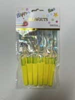 Service OEM d'usine pris en charge : Sifflets de fête en plastique bleus à pompons avec franges irisées pour anniversaires et célébrations