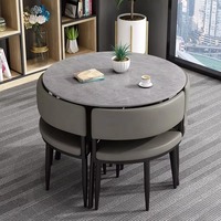 Ensemble table et chaises de restaurant moderne et durable, best-seller, plateau en marbre, design gain de place, 4 places, pour école, hôtel, bureau