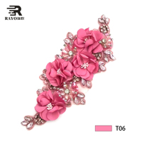 Flatback fait à la main broderie à coudre strass appliques fleur patchs conception Hot-Fix verre tissu paillettes maille perles extensible