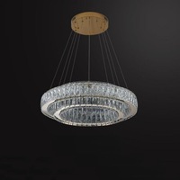 Lustre rond en cristal LED or moderne pour le salon intérieur et la décoration de la maison et de la salle à manger.