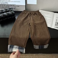 Celana Kasual Anak-anak Musim Gugur/Dingin dengan Patch Fleece, Celana Kasual Berlapis Katun untuk Anak Laki-Laki, Pakaian Luar untuk Pakaian Musim Gugur.