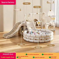 Ensemble de jeu multifonctionnel pour enfants Vsuch avec toboggan, balançoire, panier de basket et piscine à balles gonflable pour jeux d'intérieur à la maison