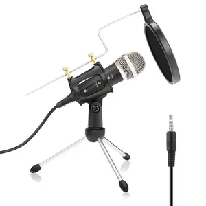 Toptan kondenser mikrofon karaoke seti-Yeni bilgisayar cep telefonu karaoke ses canlı akış mikrofon kondenser mikrofon masaüstü standı blowout önleyici seti