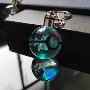 <strong>Cheap</strong> Wholesale Led <strong>Crystal</strong> Poke Keychains Custom 3d Laser Engraving Cartoon Character Led Light <strong>Crystal</strong> Keychain - Product Image 2