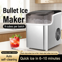 Machine à glaçons en forme de balle, électrique, en plastique, 9 glaçons par cycle, réservoir de 1,5 L, 85 W, faible consommation, autonettoyante, portable, usage domestique