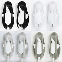 Perruque synthétique longue et droite de 80 cm pour cosplay d'anime, multicolores, résistante à la chaleur, densité 180 %, avec bonnet en filet rose, idéale pour les fêtes - Vente en gros