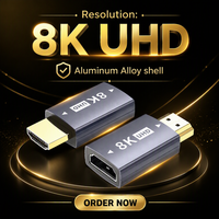 8K 60Hz 4K 120Hz HDTV Dummy Plug Male to Female Aluminium Alloy Virtual Display Adapter EDID Display Emulator Headless Ghost