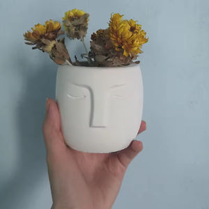 J236 Venda quente Estilo Nórdico Cimento Rosto Forma Silicone Planta Pote Molde Criativo Retrato Rosto Silicone Concreto Folwerpot Mold - Product Image 4