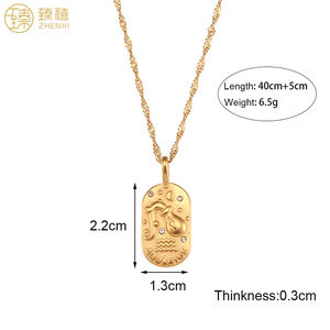 ZHENXI <span class=keywords><strong>2022</strong></span> Último Modelo en Oferta, Collar con Colgante de Signo Zodiacal de Circonita Resistente al Deslustre, Chapado en Oro de 18K sobre Acero Inoxidable para Mujer - Product Image 4