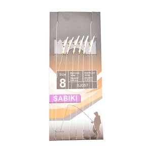 White <span class=keywords><strong>Hage</strong></span> Skin Sabiki Rig Anzuelos de cuerda de piel de pez real Sabiki Rig para mar Luminoso Suave Camarón Anzuelo de pesca Señuelo Sabiki Bait - Product Image 6