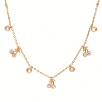 Modeketens Groothandel Elegante 18K Gouden RVS Witte Diamant Kersen Hangertje Ketting Klassieke Stijl