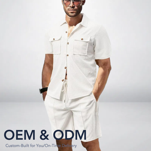 <span class=keywords><strong>Chemise</strong></span> d'affaires mince à manches longues de couleur unie décontracté demi-ouvert <span class=keywords><strong>col</strong></span> montant lin rayé Double boutonnage - Product Image 1