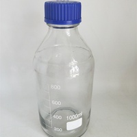 Bouteilles en verre rondes de 25 ml, 50 ml, 100 ml, 250 ml, 500 ml avec bouchon en plastique bleu pour verrerie de laboratoire, bouteilles de stockage en verre de 1000 ml