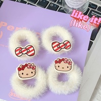 Vente en gros d'élastiques à cheveux noirs Hello Kitty, super mignons, accessoires pour cheveux doux et élégants pour enfants, meilleur cadeau pour