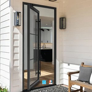 Portes d'entrée pivotantes en aluminium AMJ American NFRC Standard, résistantes au vent, imperméables et économes en énergie, <span class=keywords><strong>pour</strong></span> entrées résidentielles de luxe. - Product Image 1