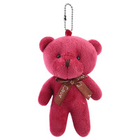 Mini porte-clés en peluche ours en peluche avec nœud en ruban d'amour pour la décoration de sac et comme cadeau