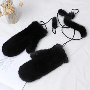 CX-A-35 Fingerless Genuine Women Knitted Mink Fur Hand Fur Gloves