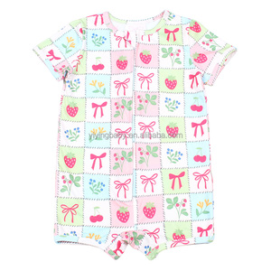 Yenidoğan için özel baskılı bambu tulum ODM Zipper m fermuar Romper bebek bebek Bodysuit - Product Image 3