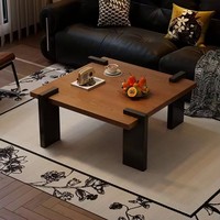 Table basse moderne en bois massif avec design de pieds en dalle minimaliste pour une décoration élégante du salon et des options de couleur personnalisées