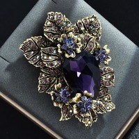 Broche de luxe florale entièrement ornée de cristaux pour femmes et hommes, vintage, exquise, haut de gamme, en strass, pour fêtes et mariages
